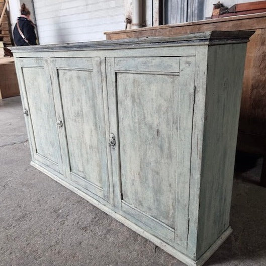 Slim 3 Port Enfilade in Blue/Grey Patina. Oak with Pine Top.