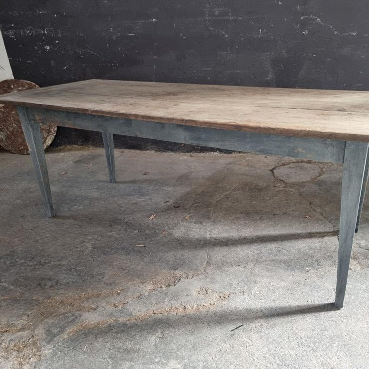 Walnut Farm Table with Grey Apron and Tapered Legs