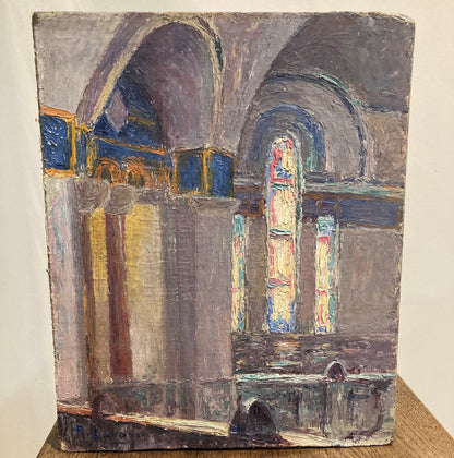 Oil on Board , Church Interiors