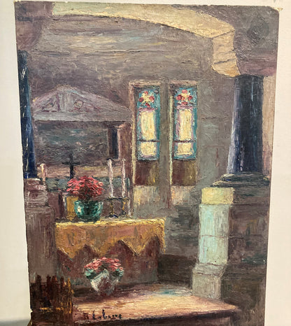 Oil on Board , Church Interiors