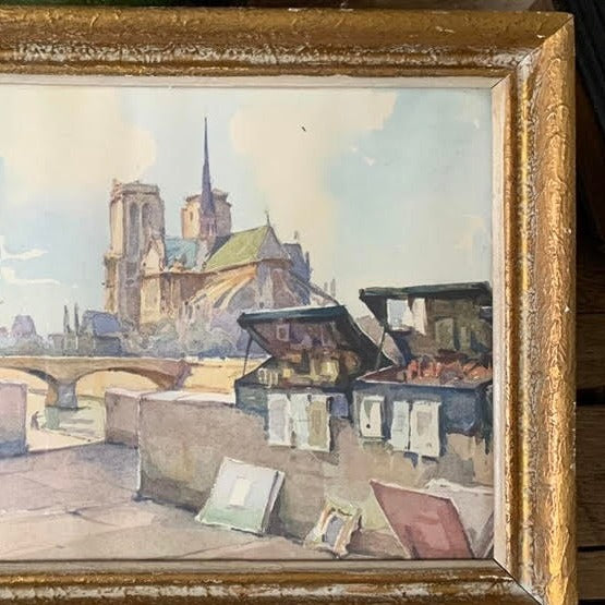 Framed Lithograph of Paris - View of Notre Dame de Paris