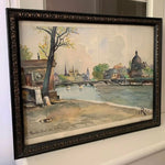 Framed Watercolor "Pont des Arts" Signed