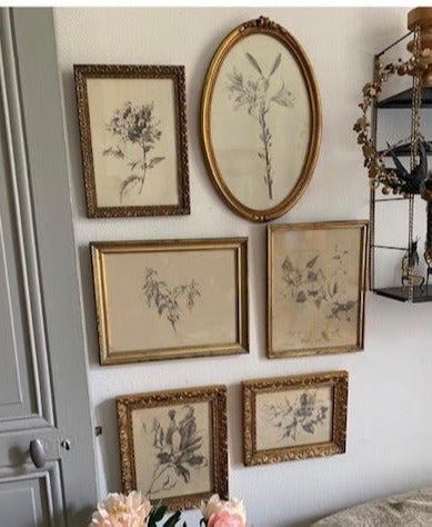 6 Old Framed Drawings - 2 Water Color | 4 Pencil