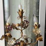 Pair of Sconces with Porcelain Flowers