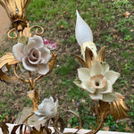 Pair of Sconces with Porcelain Flowers