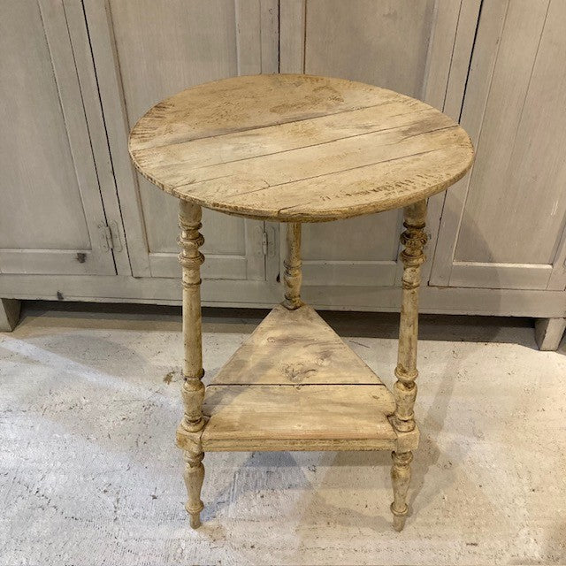 French Gueridon Side Table with Triangular Shelf