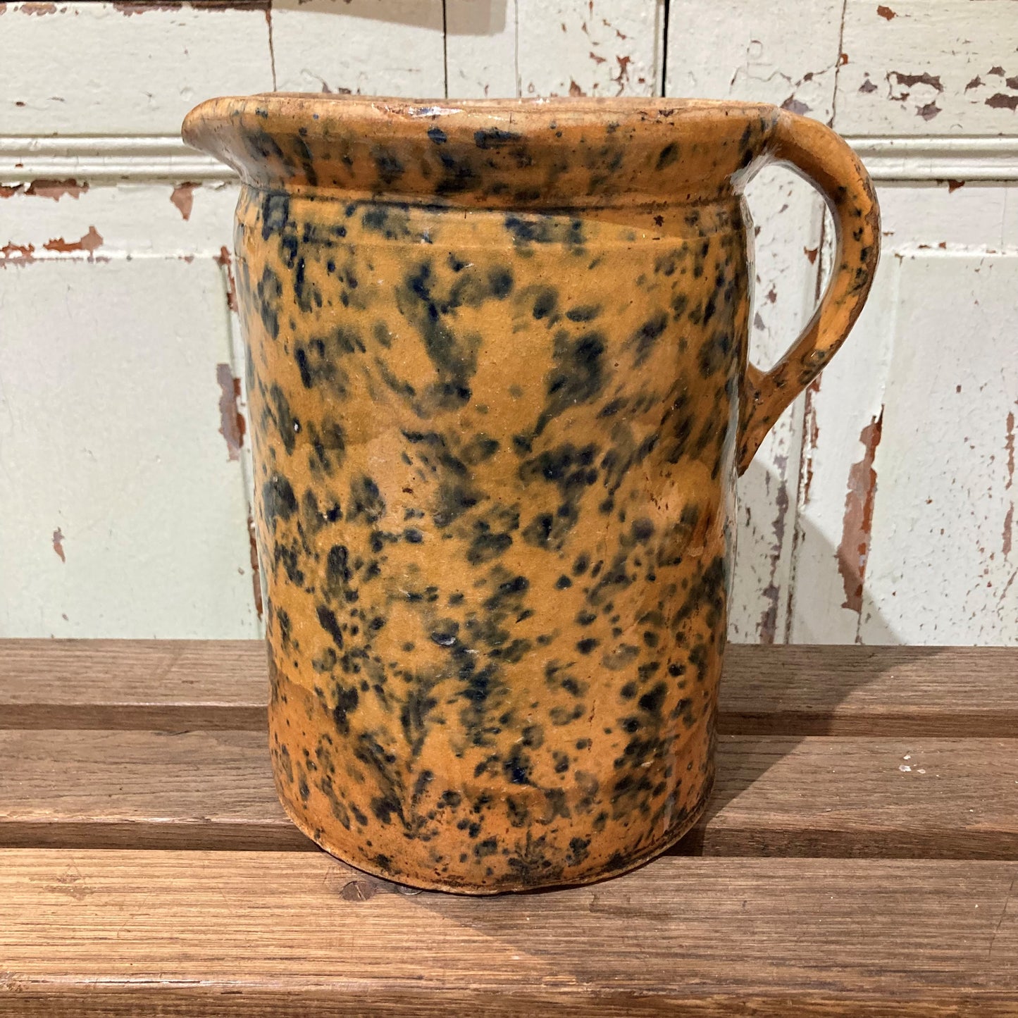 Blue and Ochre Earthenware Pitcher