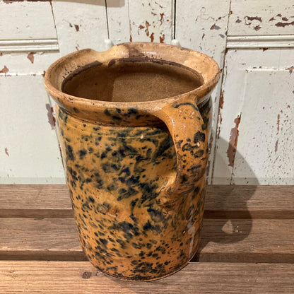 Blue and Ochre Earthenware Pitcher