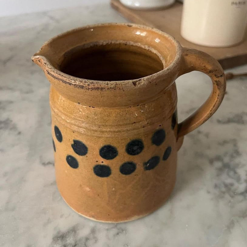 Ochre Earthenware Pitcher with Black Markings