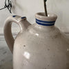 Pair of Glazed Stoneware Oil Jugs with Blue Stripes