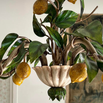 Metal Painted 1960's Lemon Chandelier