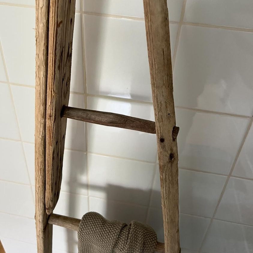 French Wood and Metal Primitive Wishbone Ladder