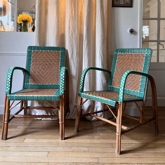 Pair of 1950’s Rattan Arm Chairs