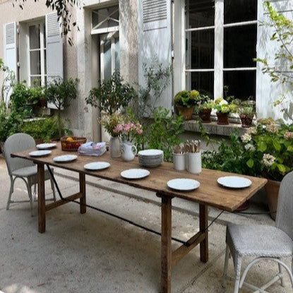 1920 Large Pine Table with Metal Elements from a Painter's Workshop