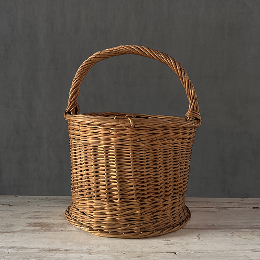 Antique French Basket  Wicker Wine Carrier