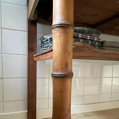 Pine Bathroom Table with Marble Top