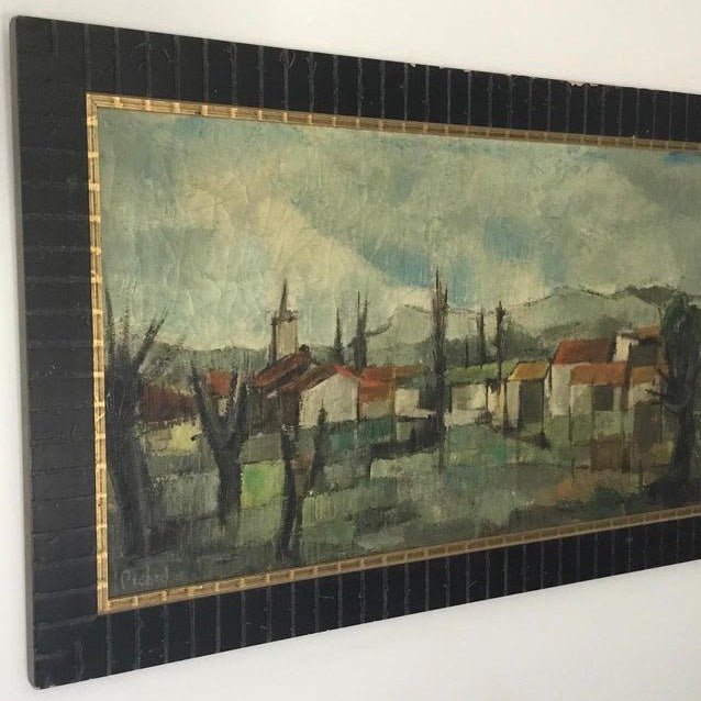 Post Impressionist Framed Oil on Canvas - Village in Provence