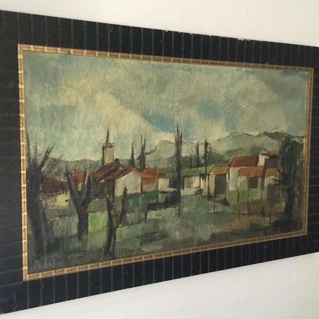 Post Impressionist Framed Oil on Canvas - Village in Provence