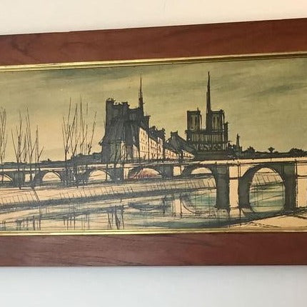 Framed Painting View of Notre Dame from the Seine in Paris