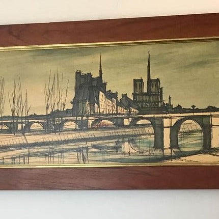 Framed Painting View of Notre Dame from the Seine in Paris, Signed