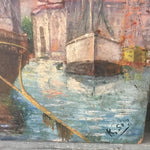 Oil on Board - Marseille Port, Signed