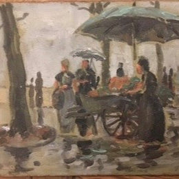 Oil on Board Under the Parasols