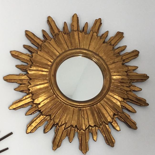 Wooden Starburst Gilded Mirror