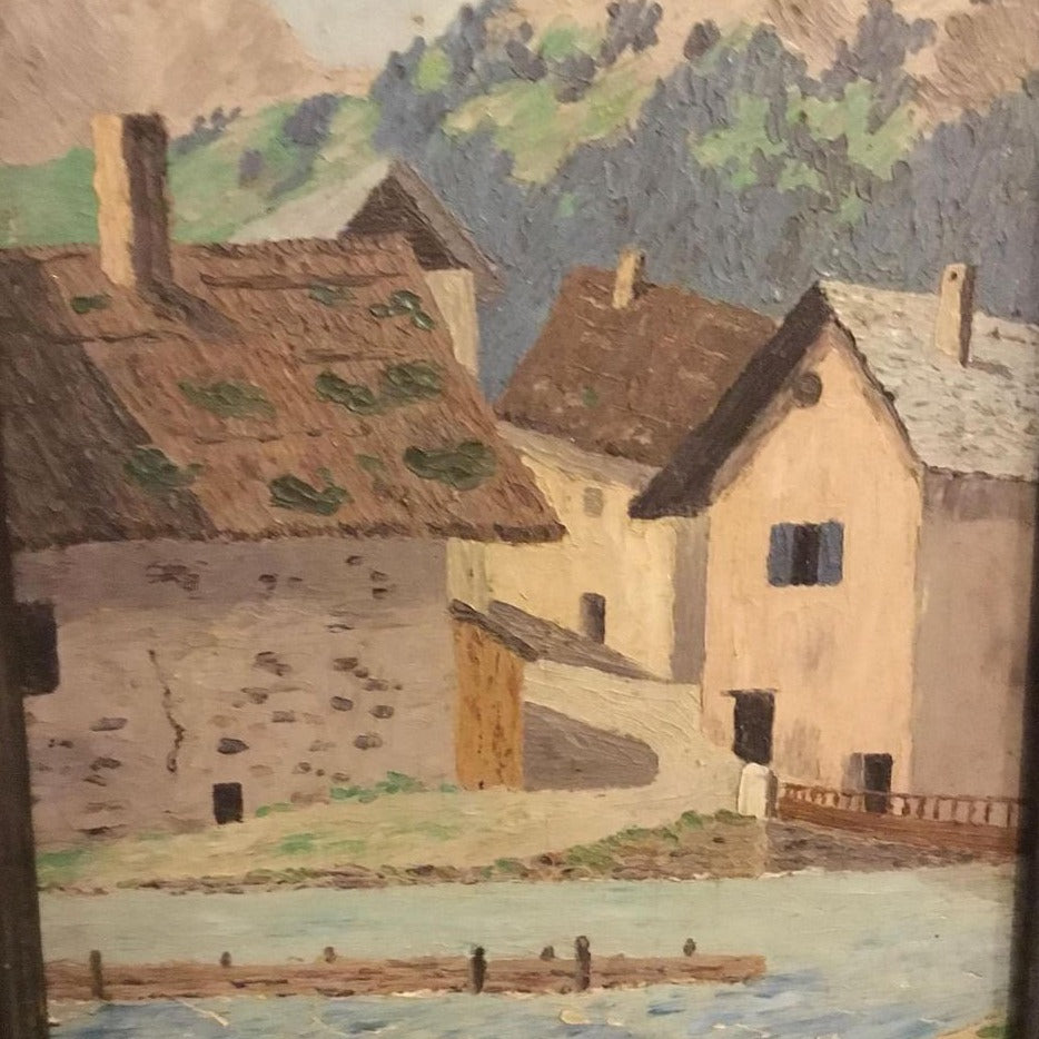 Framed Oil on Board - Outskirts of Grenoble by Sim Cotte