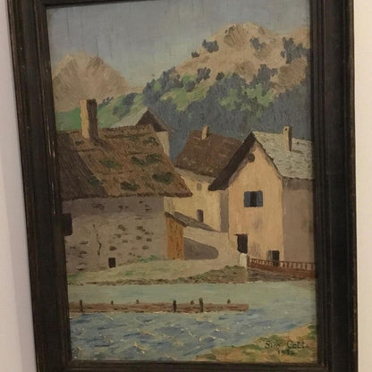 Framed Oil on Board - Outskirts of Grenoble by Sim Cotte