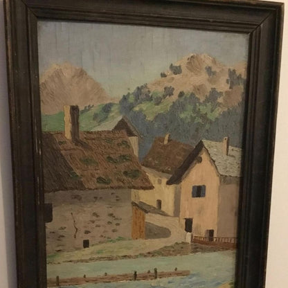 Framed Oil on Board - Outskirts of Grenoble by Sim Cotte