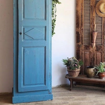 Tall Thin Blue Locker with Diamond Door