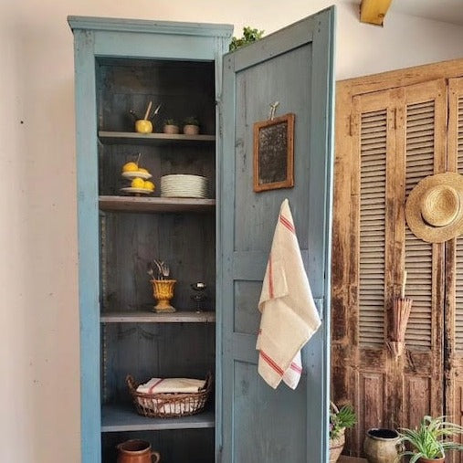 Tall Thin Blue Locker with Diamond Door