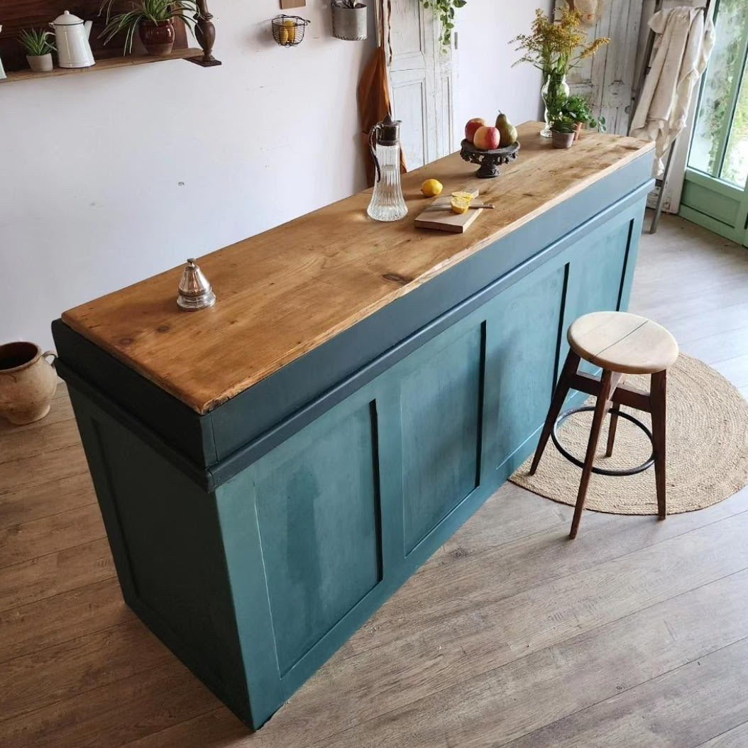 Painted Blue Enfilade with Pine Top