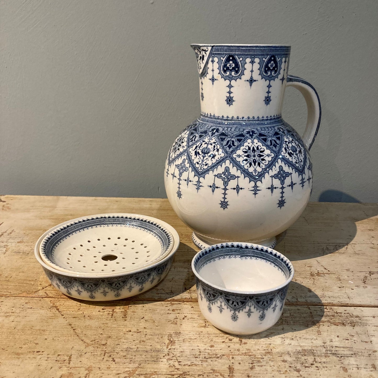 Sarreguemines Calcutta Blue & White Pitcher