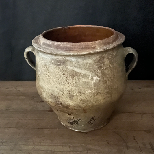 French Antique Yellow Glazed Confit Pot