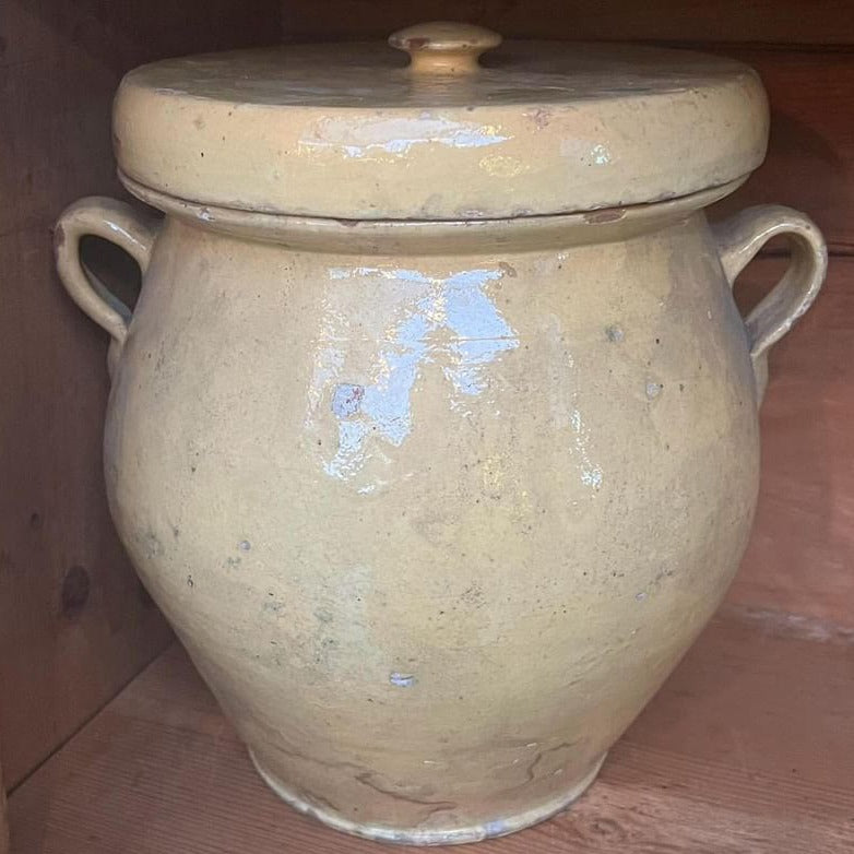 19th Century Provencal Pottery - Yellow Pot with Lid