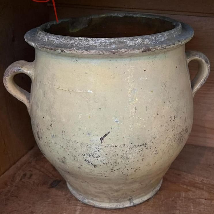 19th Century Provencal Pottery - Yellow Pot with 2 Handles