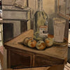 Oil on Canvas - Still Life - Apples with a Bottle and Tall Glass, Signed