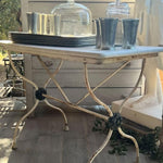Bistro Cast Iron Table with Marble Top with Dark Green Medallions