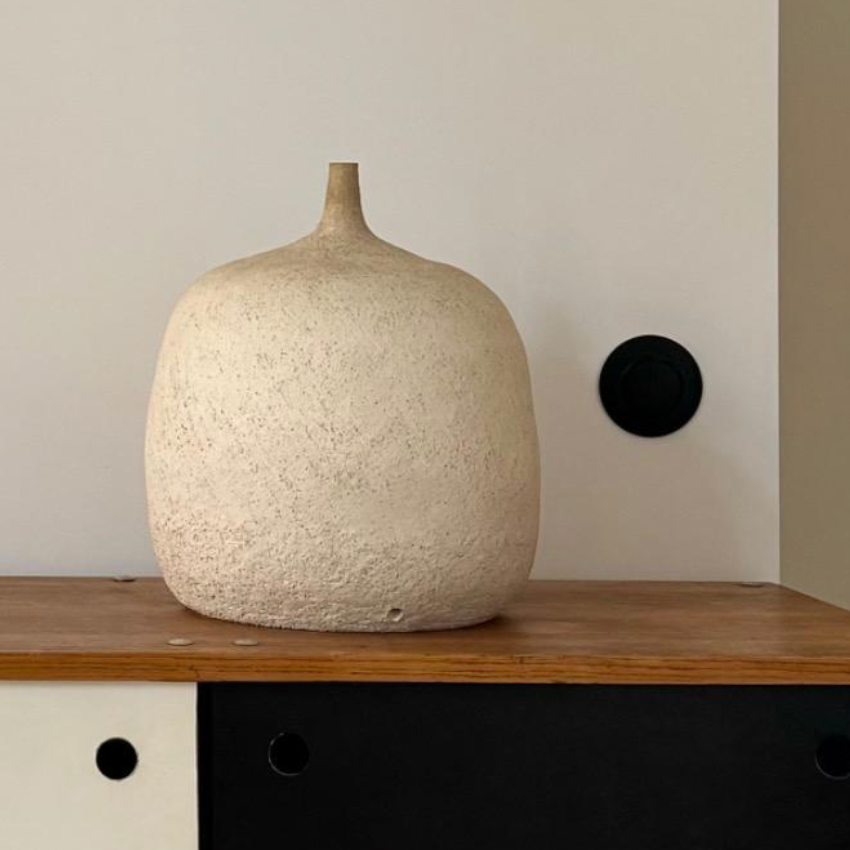 Mid-Century French White Terracotta Vessel