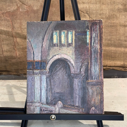 Oil on Board Still Life, Church Interior