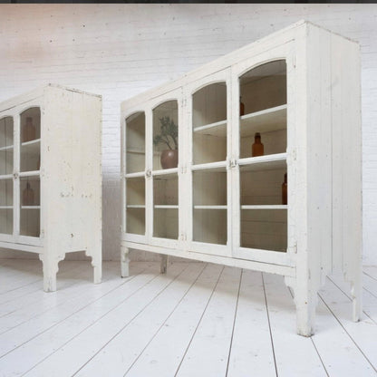 White Cabinet with Glass Doors,  Original Finish