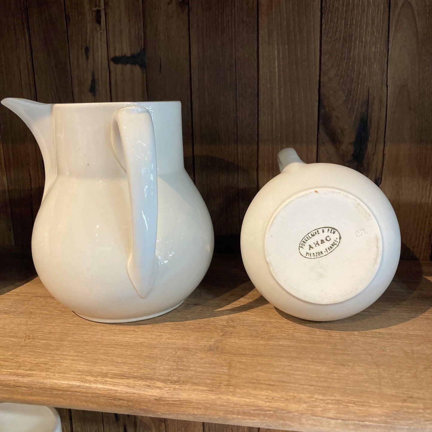 White Pitcher with Side Handle