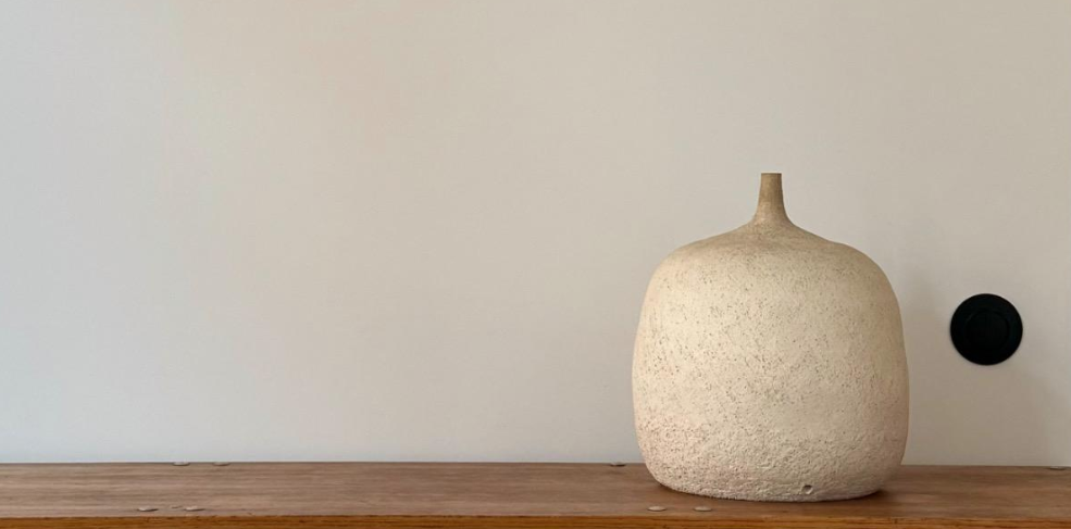 White fiber vase