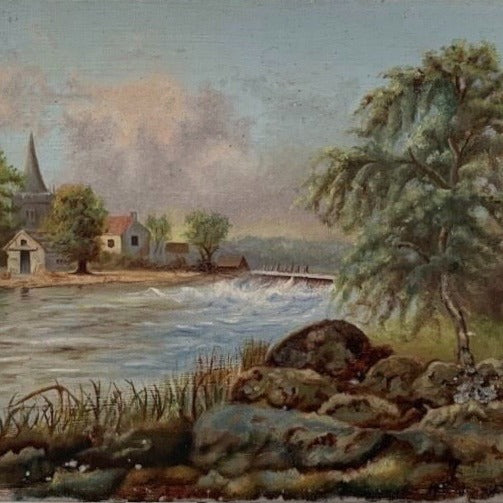 Painting - Tree on Right Houses in Background