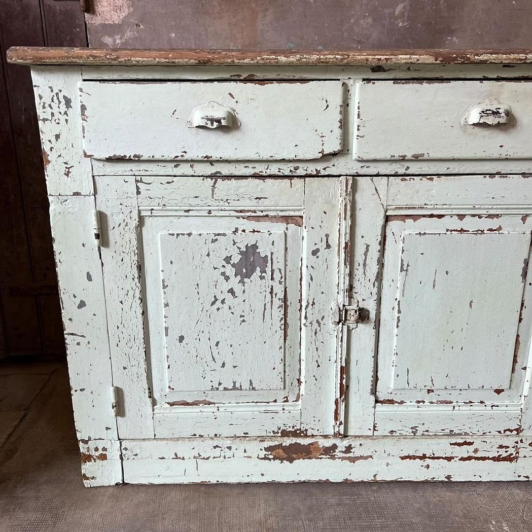 Painted Pine Enfilade - Original Patina - White/Pale Mint