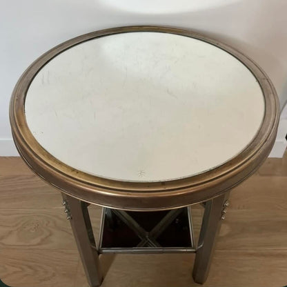 Modernist Nickel Side Table with Mirrored Top