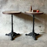 Two Bistro Tables with Marble Top and Brass Band