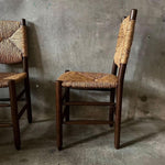 Pair of  Original Charlotte Perriand Rush Back and Seat Side Chairs