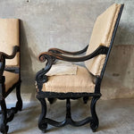 Pair of Large Ebonised French Arm Chairs